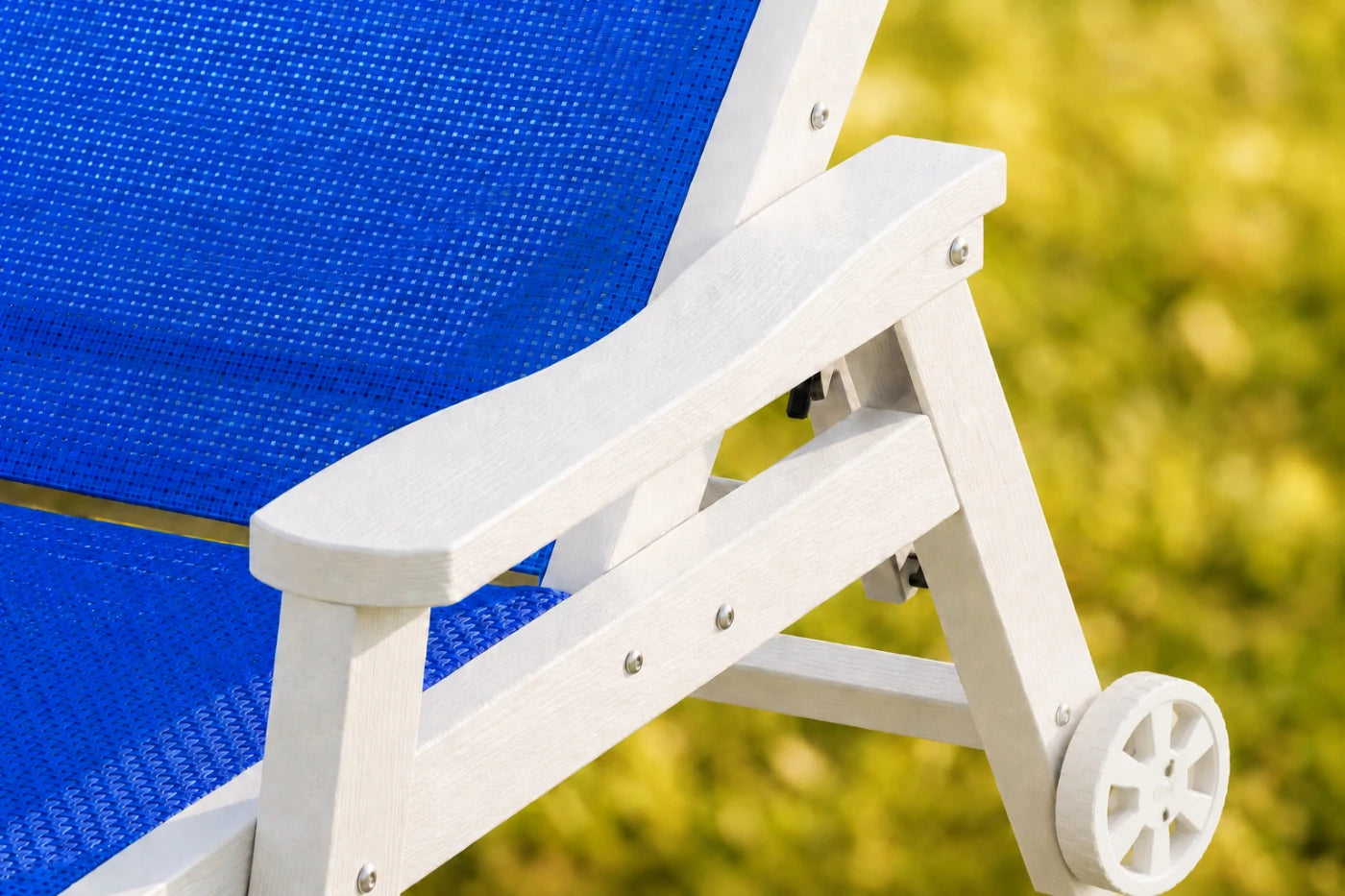 Indigo blue HDPE Outdoor Chaise Lounge with Textilene Fabric, featuring exquisite workmanship.