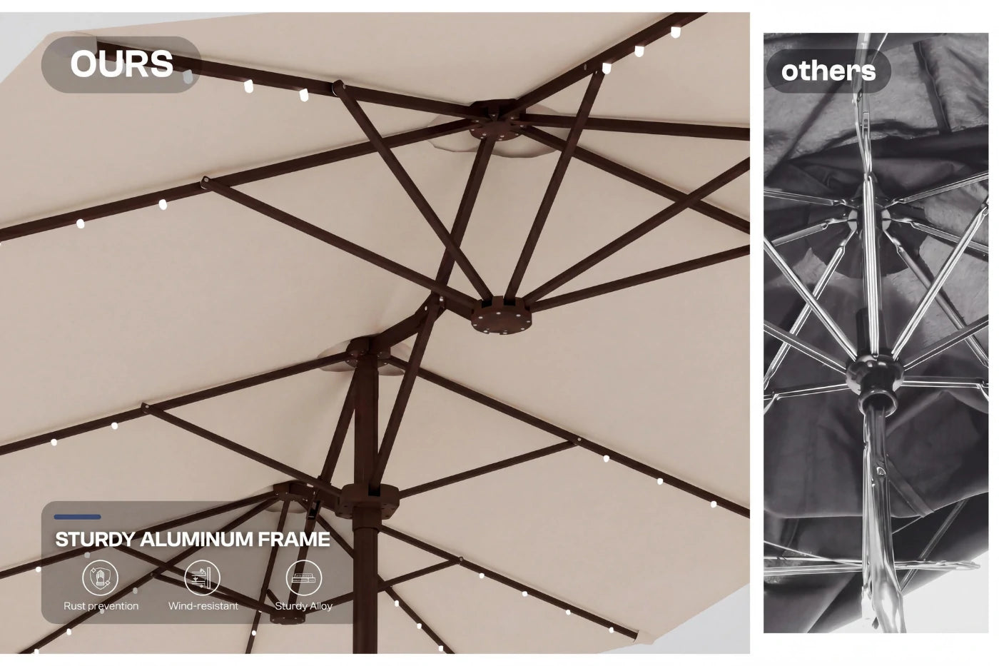 LED Double-Sided Patio Umbrella with Base