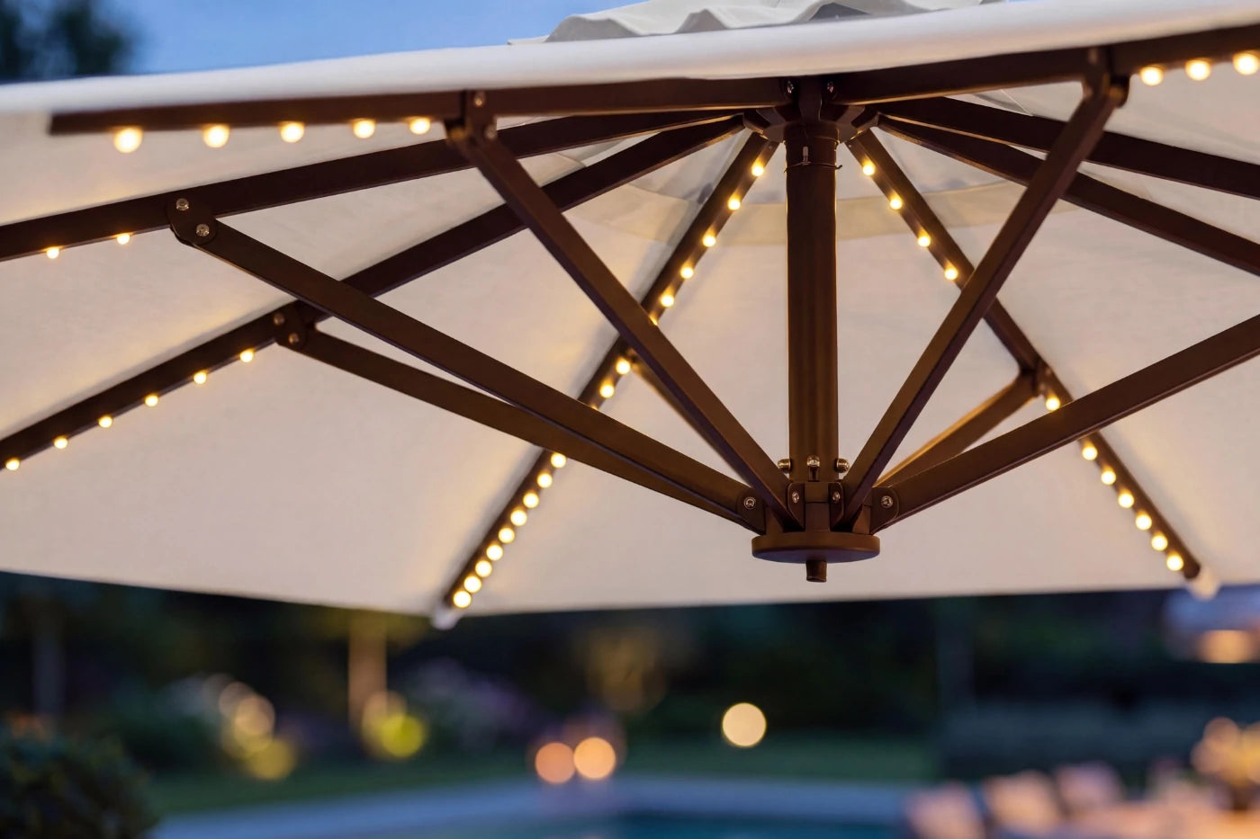 LED Double-Sided Patio Umbrella with Base