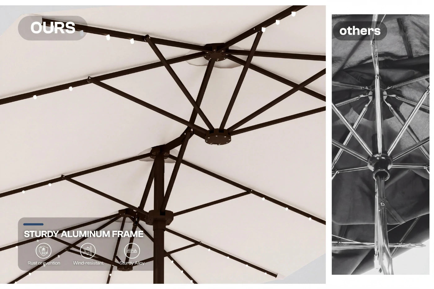 LED Double-Sided Patio Umbrella with Base