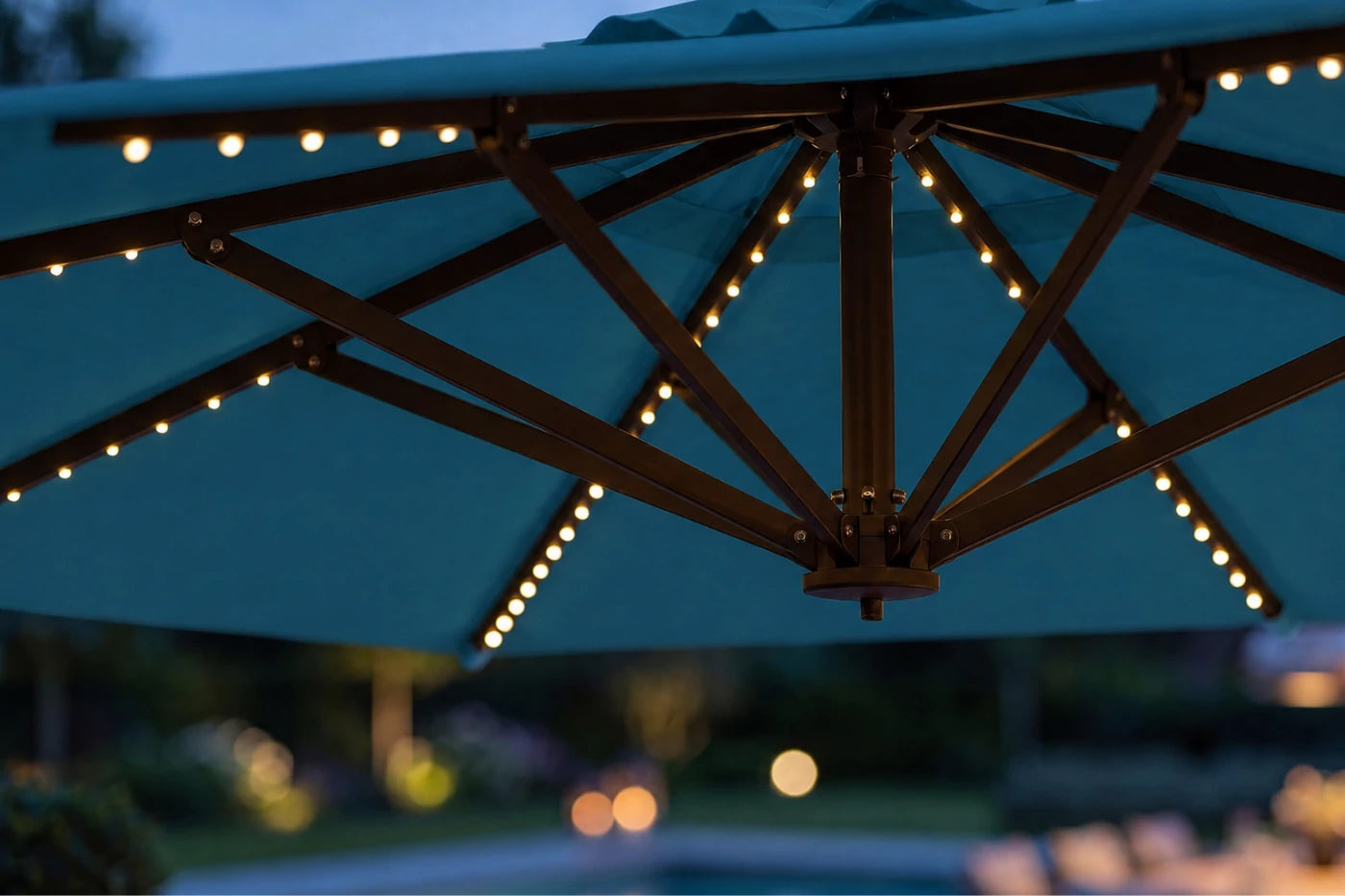LED Double-Sided Patio Umbrella with Base