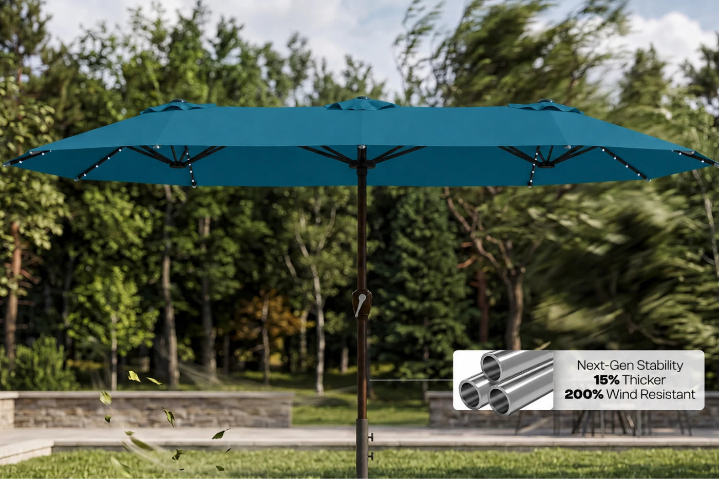 LED Double-Sided Patio Umbrella with Base