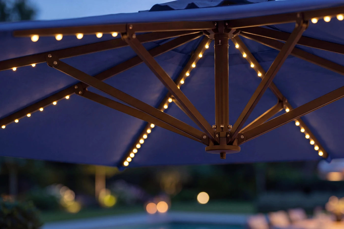 LED Double-Sided Patio Umbrella with Base