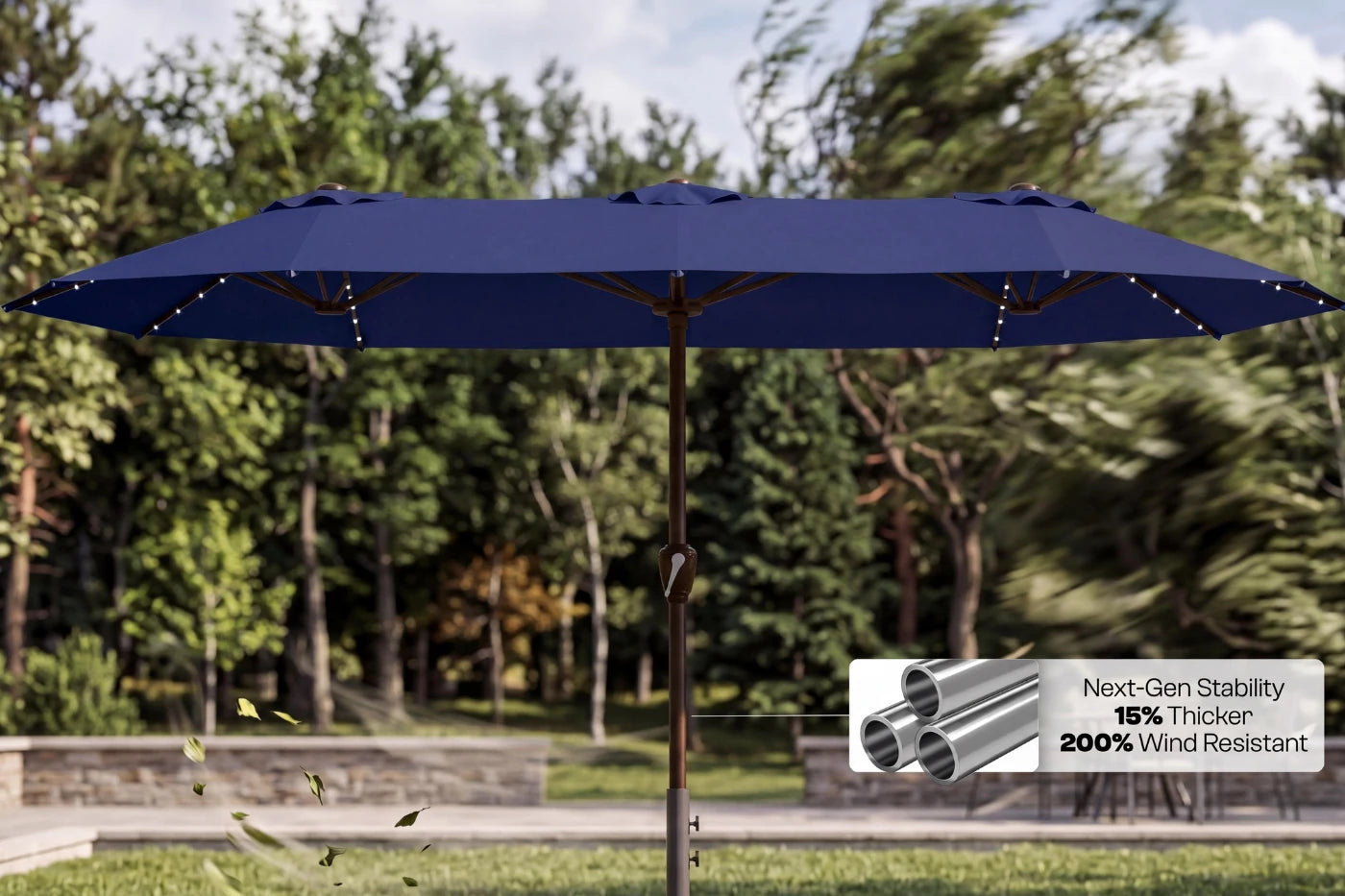 LED Double-Sided Patio Umbrella with Base