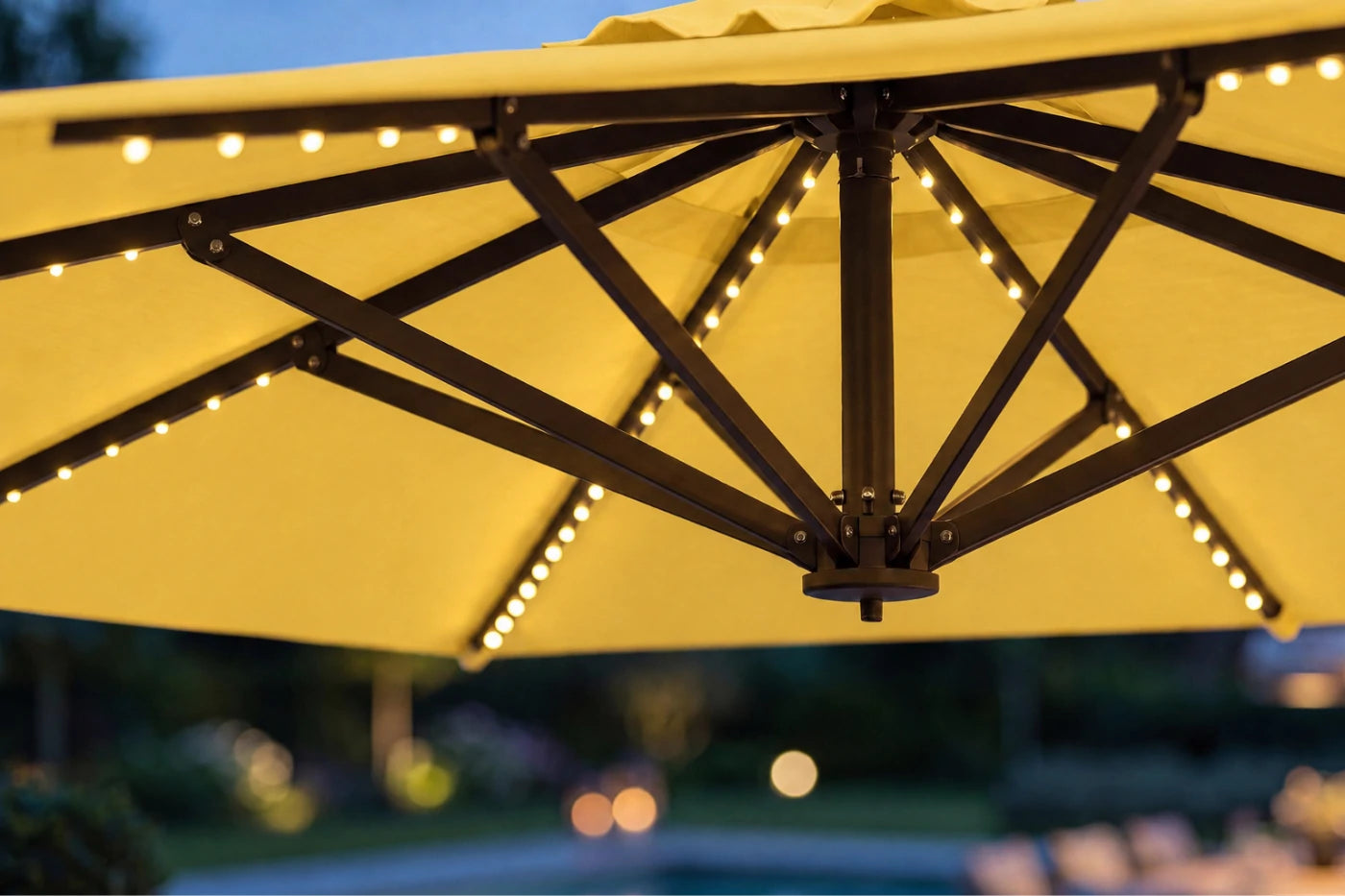 LED Double-Sided Patio Umbrella with Base