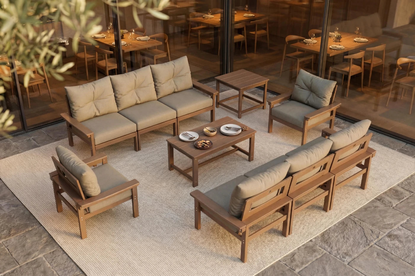 HDPE Sectional Patio Couch Set