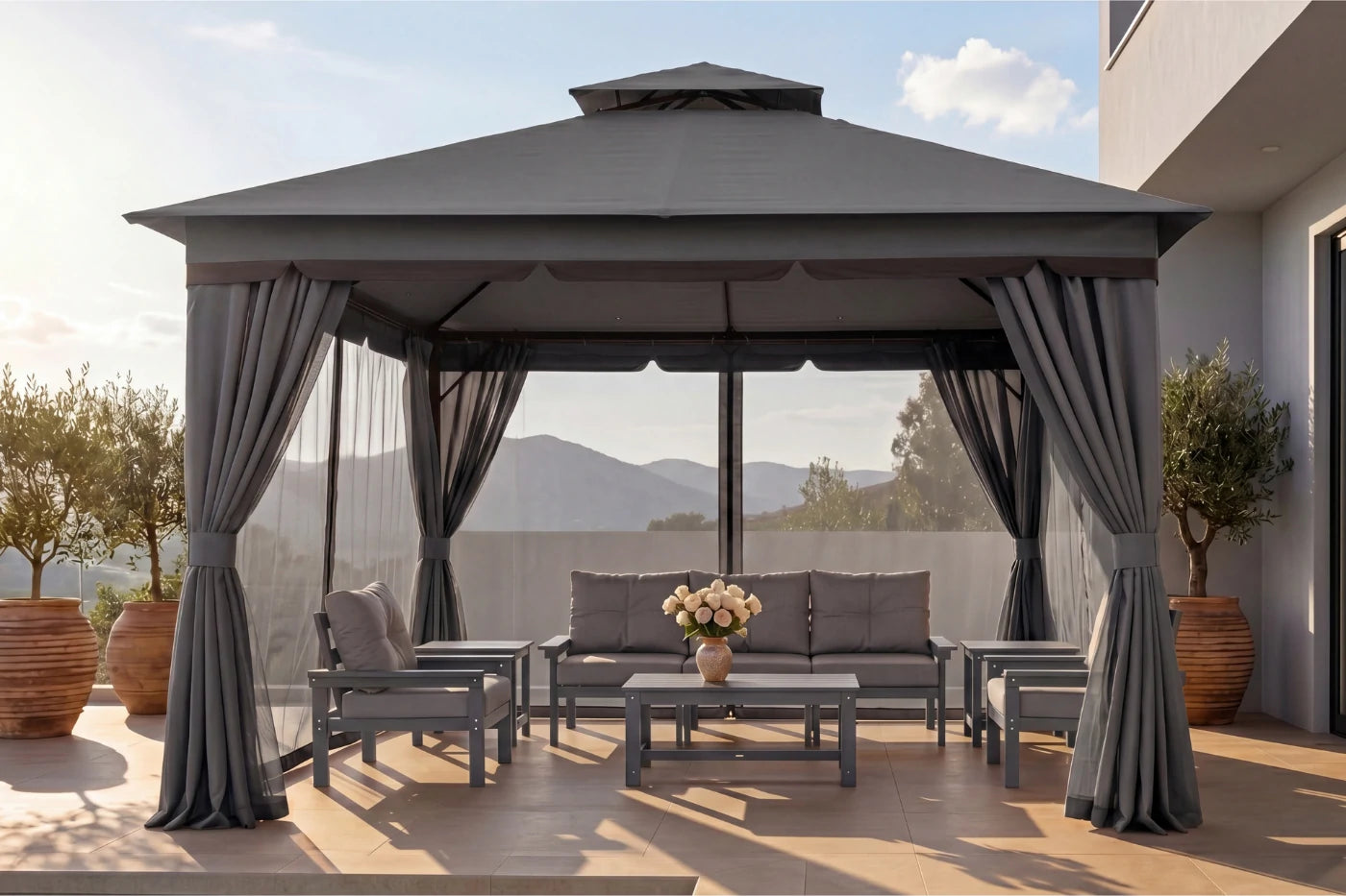 Double Roof Soft Top Gazebo