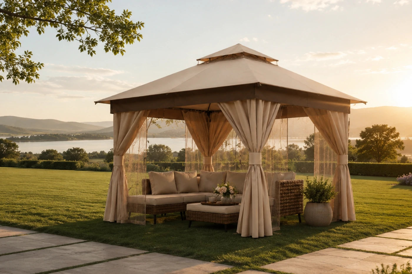 Double Roof Soft Top Gazebo
