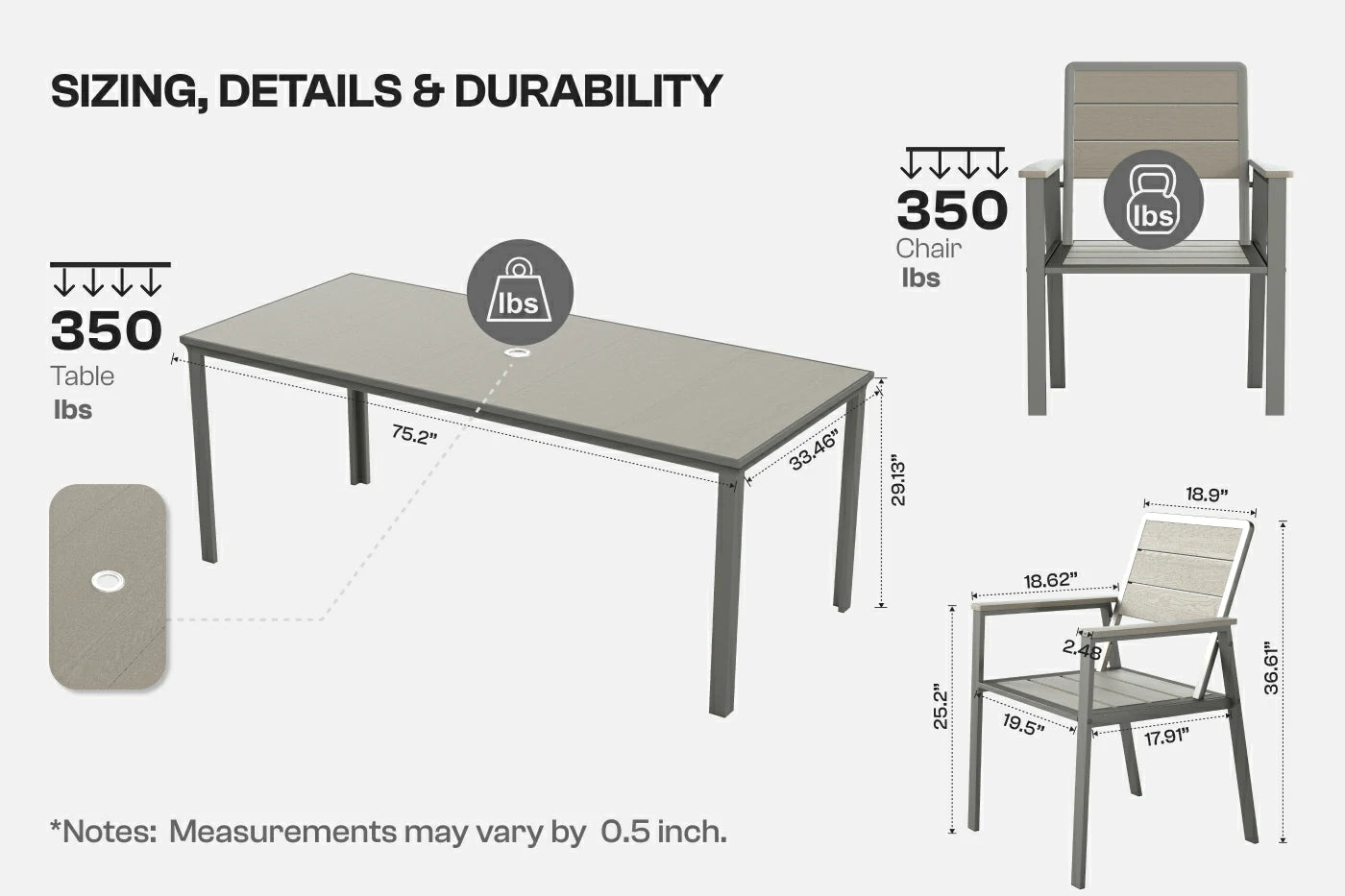 HDPE Outdoor Dining Set for 6