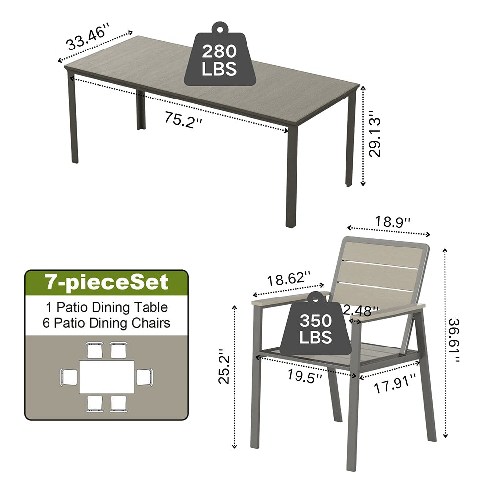 7 Piece Metal Frame Dining Set