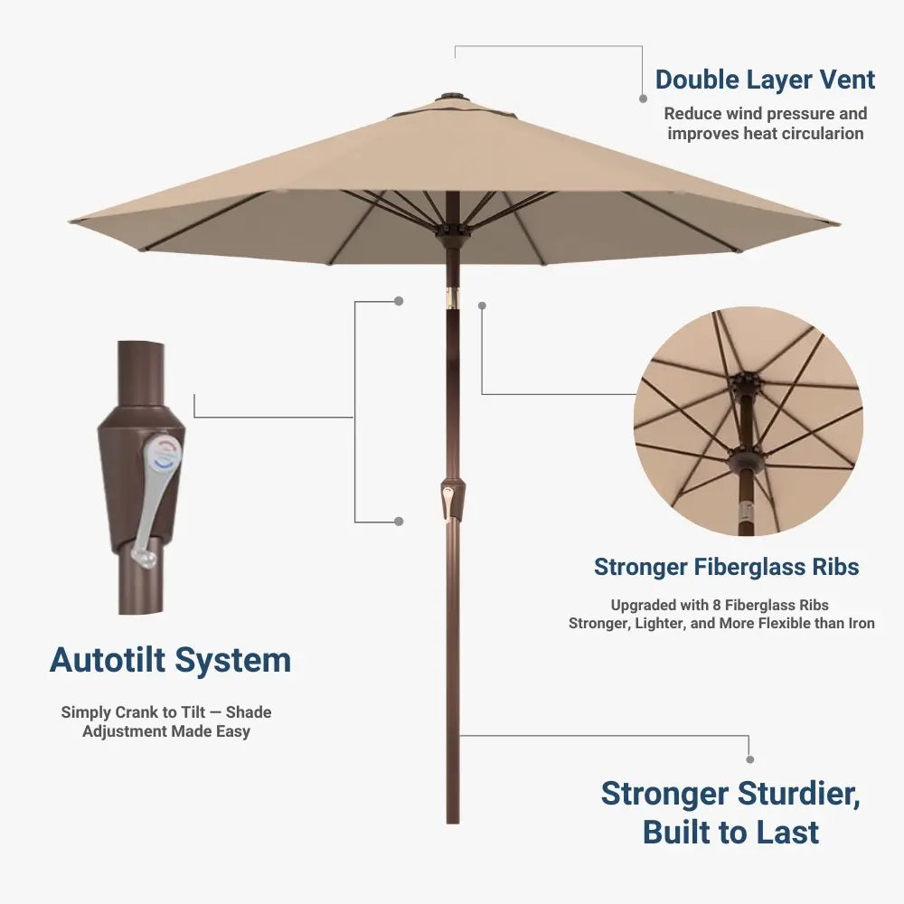 9FT Autotilt Patio Umbrella