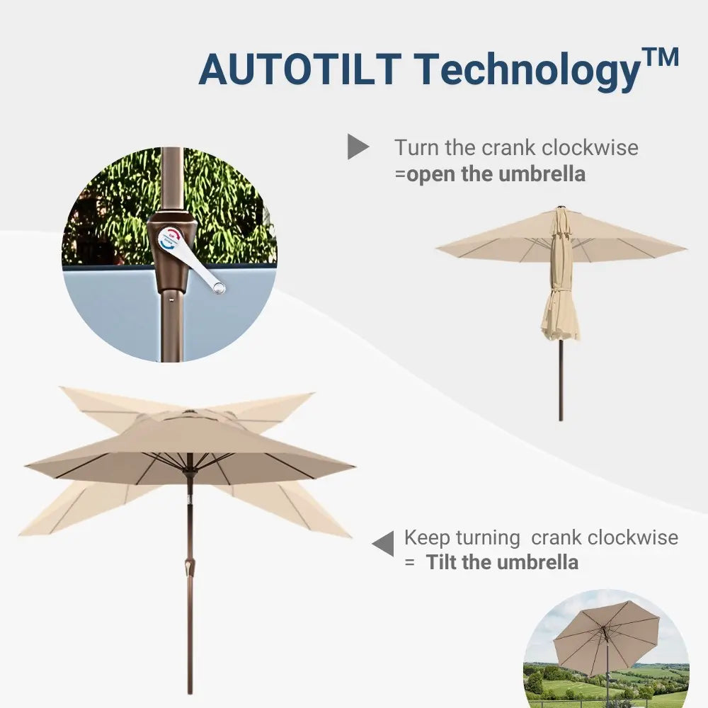 9FT Autotilt Patio Umbrella