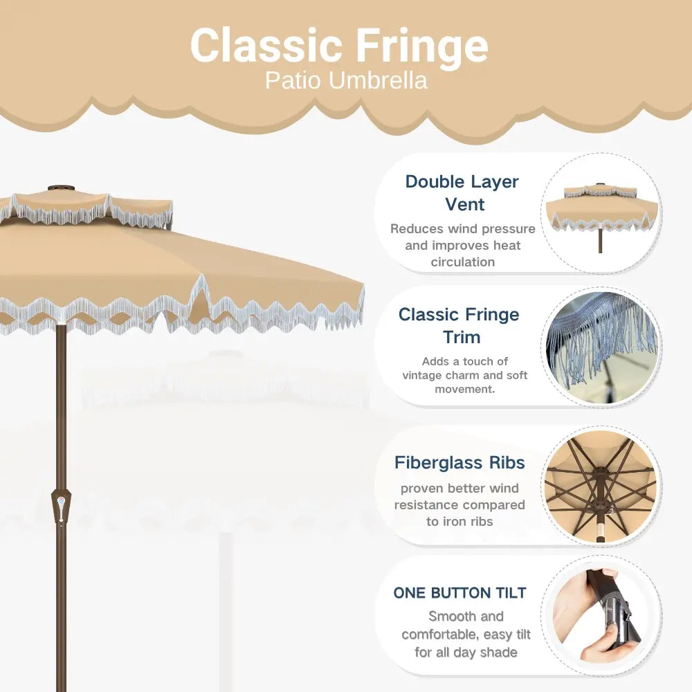 patio kingdom Fringe Patio Umbrella