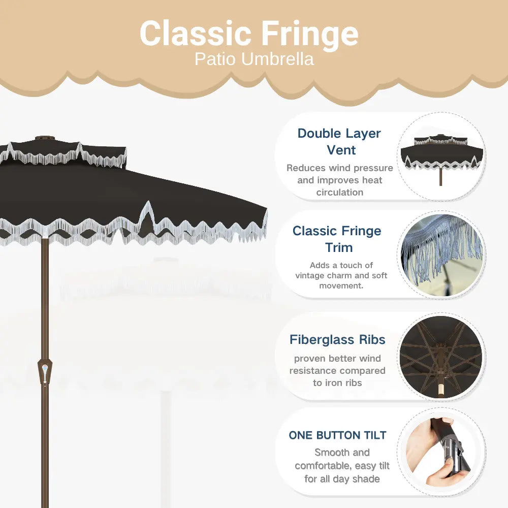 patio kingdom Fringe Patio Umbrella