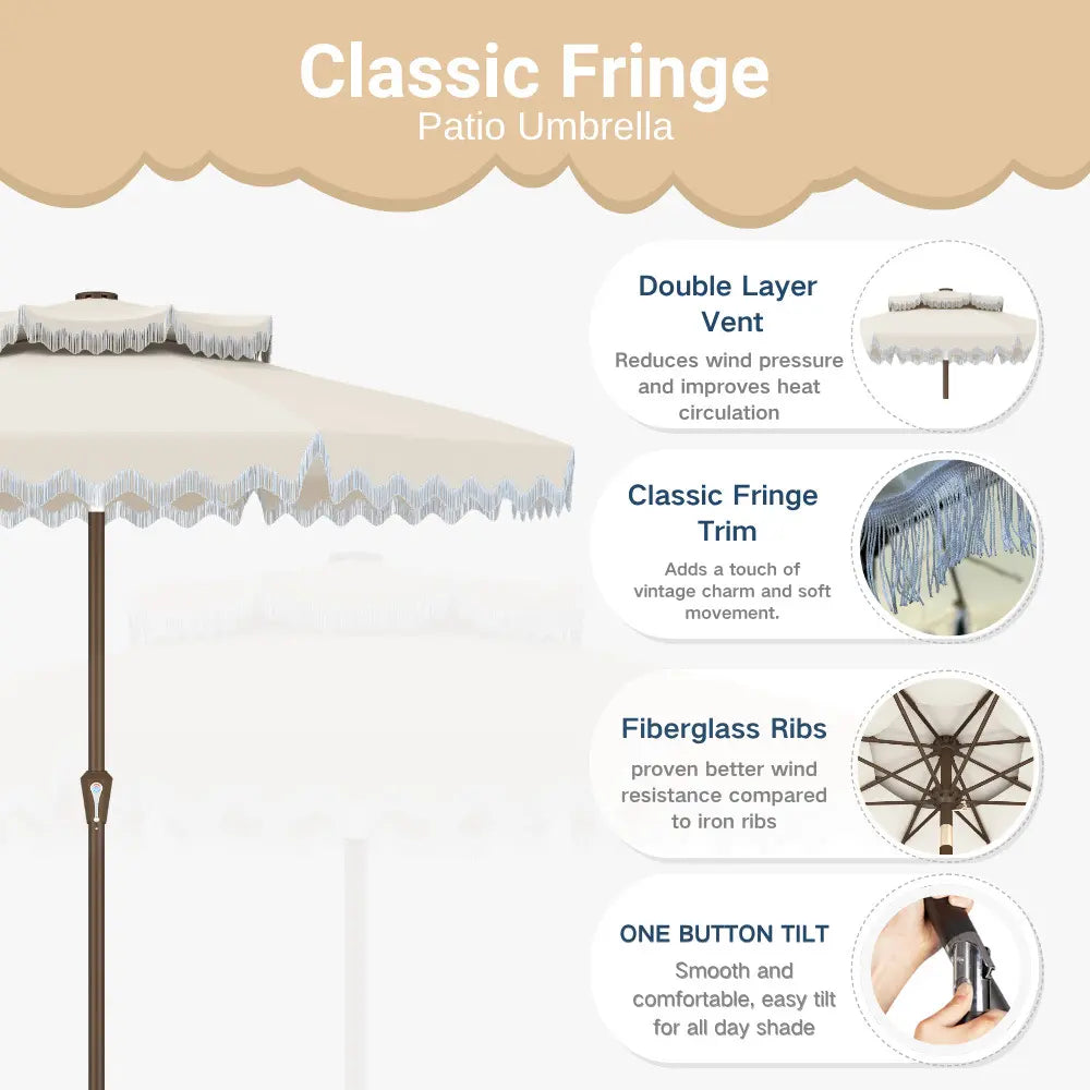 patio kingdom Fringe Patio Umbrella
