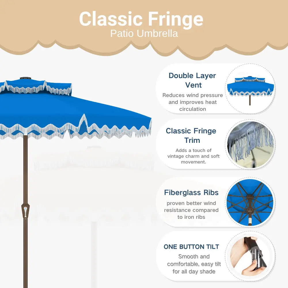 patio kingdom Fringe Patio Umbrella