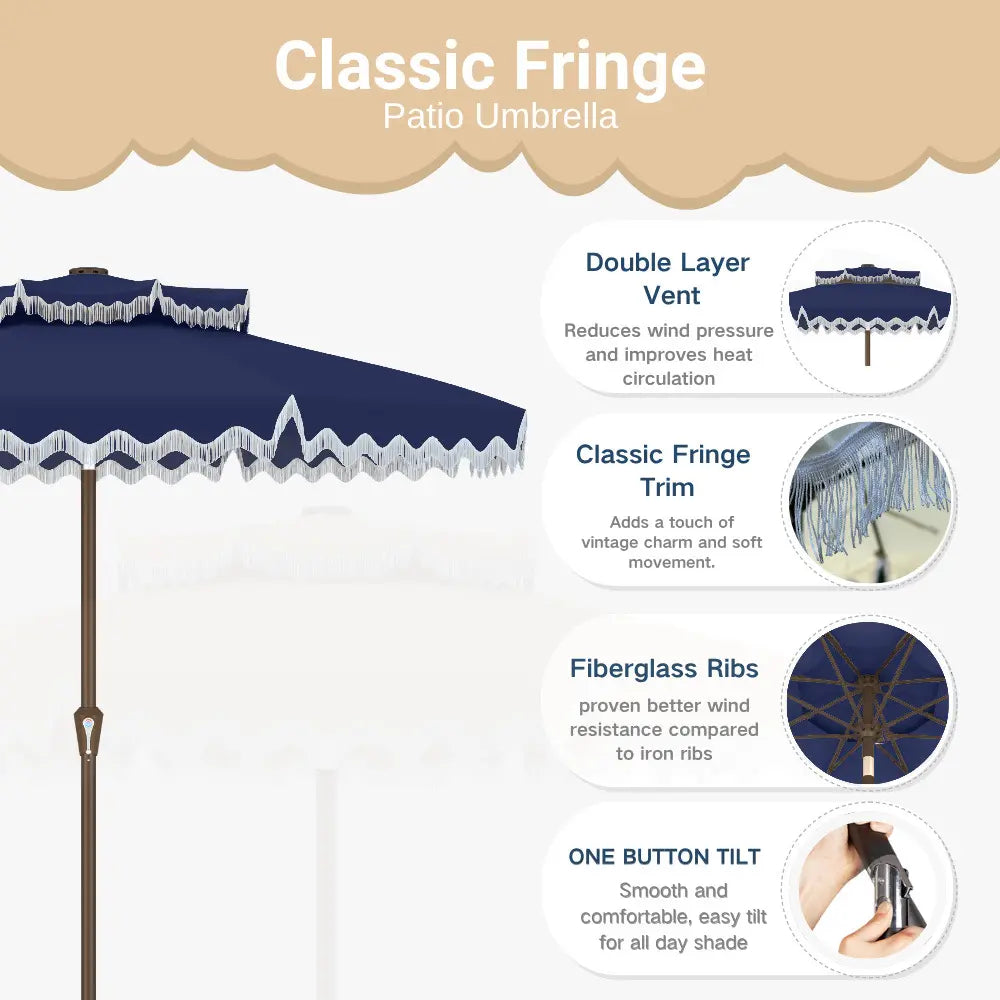 patio kingdom Fringe Patio Umbrella