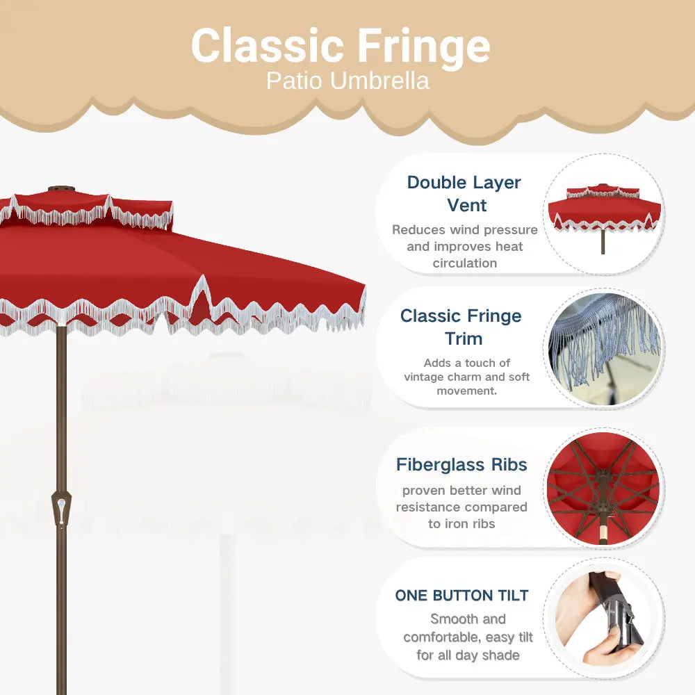 patio kingdom Fringe Patio Umbrella