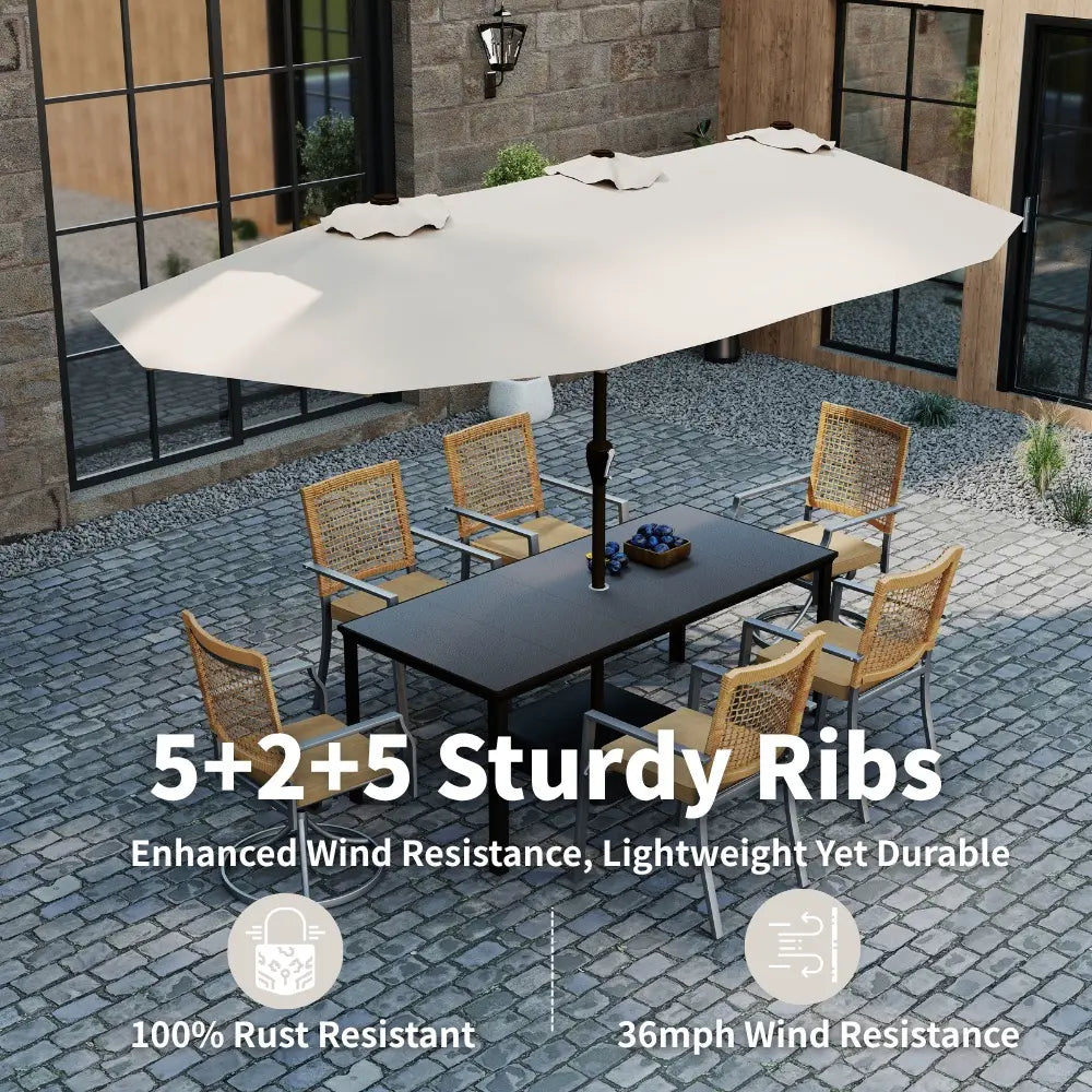 patio kingdom double sided iron patio umbrella