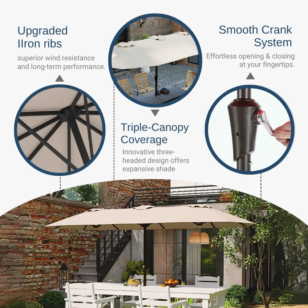 patio kingdom double sided iron patio umbrella