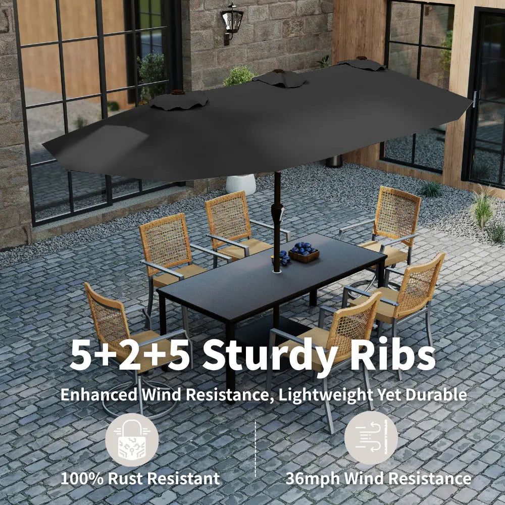 patio kingdom double sided iron patio umbrella