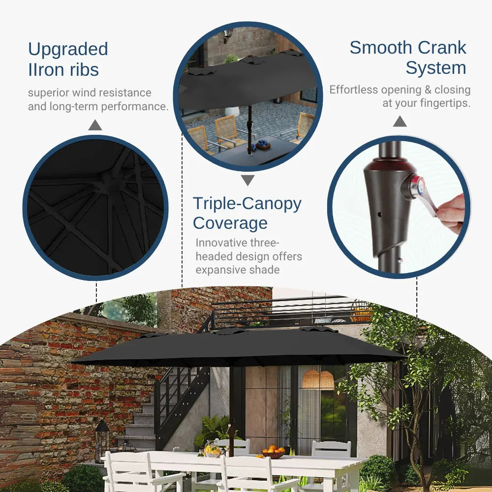 patio kingdom double sided iron patio umbrella