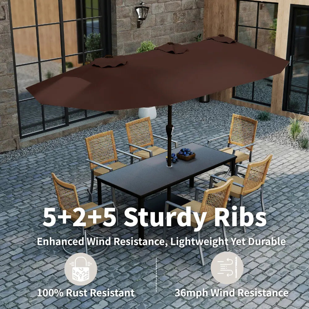 patio kingdom double sided iron patio umbrella
