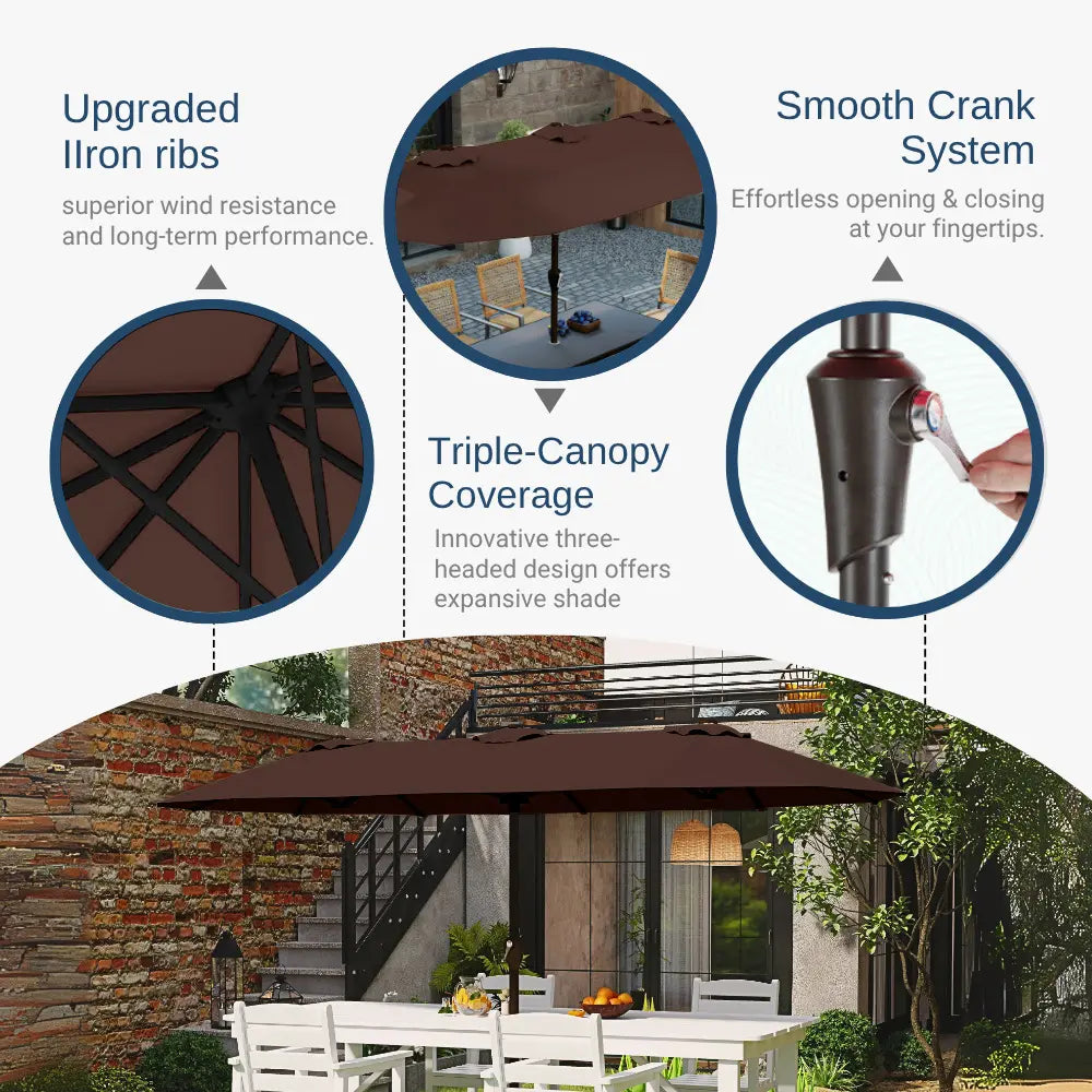 patio kingdom double sided iron patio umbrella