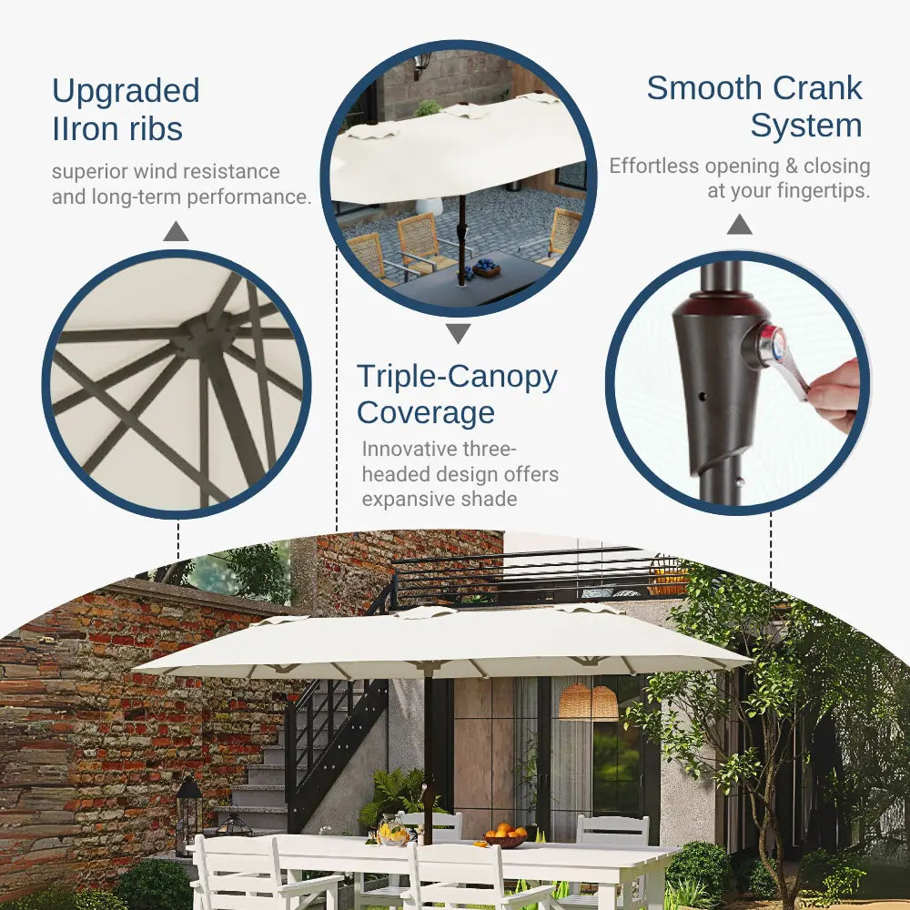 patio kingdom double sided iron patio umbrella