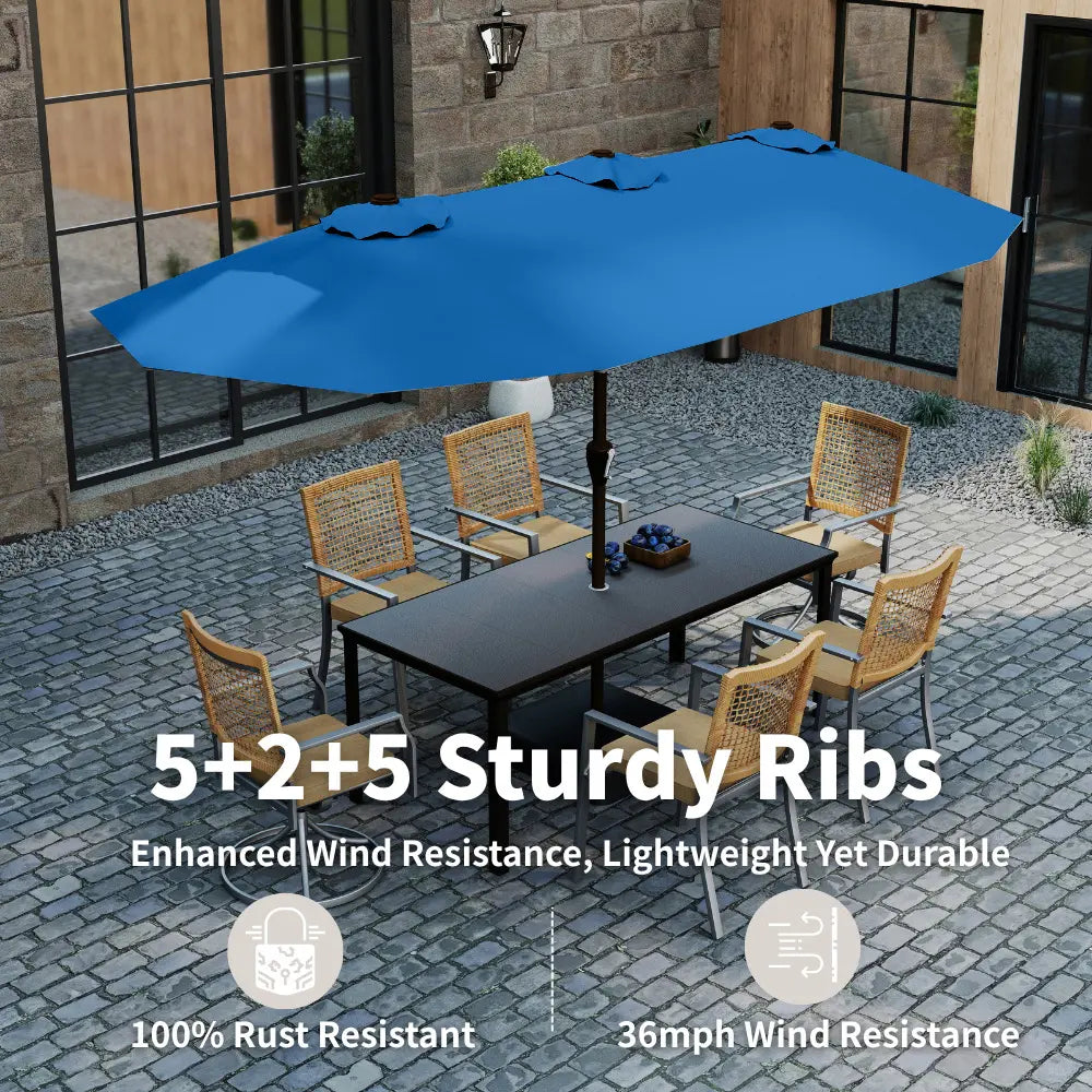 patio kingdom double sided iron patio umbrella