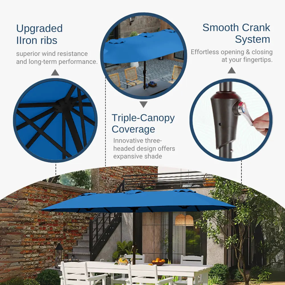 patio kingdom double sided iron patio umbrella