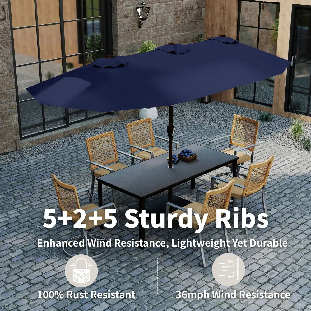 patio kingdom double sided iron patio umbrella