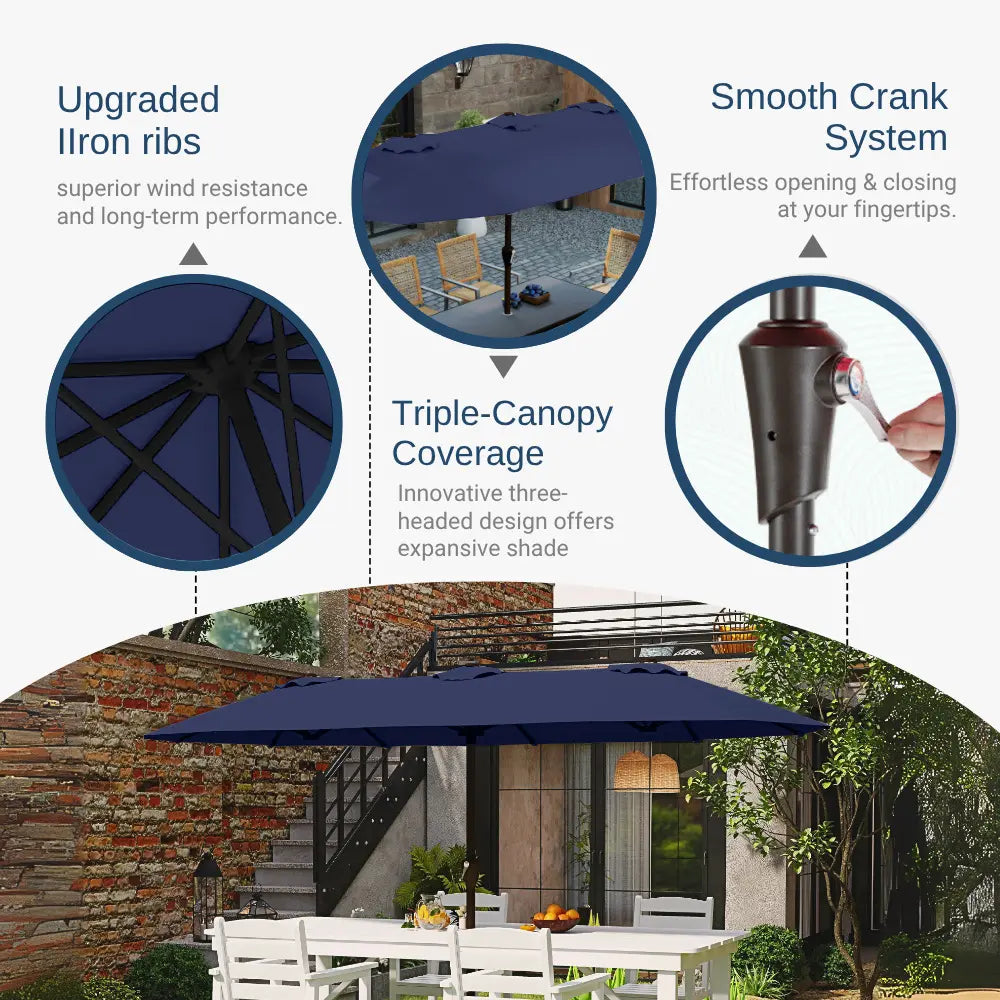 patio kingdom double sided iron patio umbrella