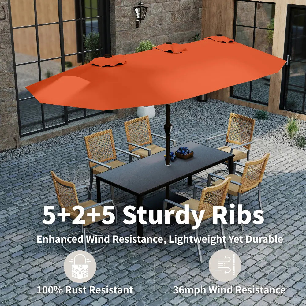 patio kingdom double sided iron patio umbrella