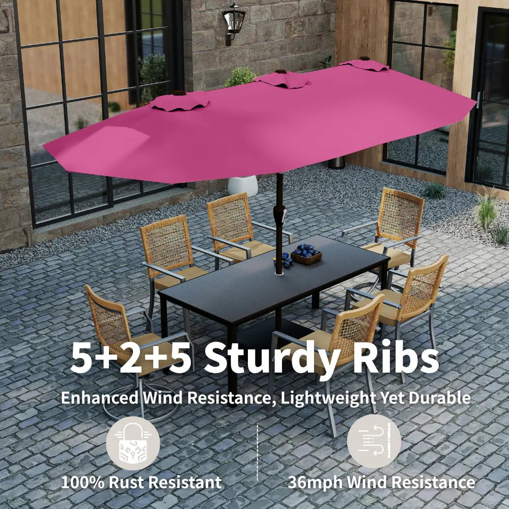 patio kingdom double sided iron patio umbrella