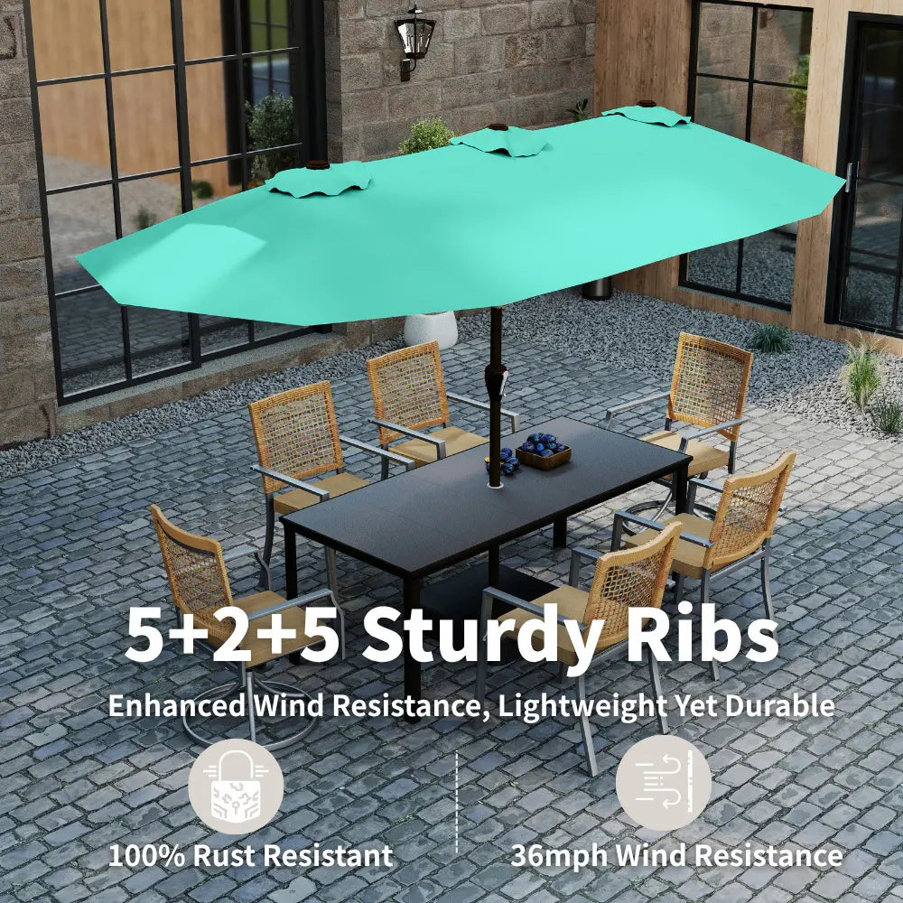 patio kingdom double sided iron patio umbrella