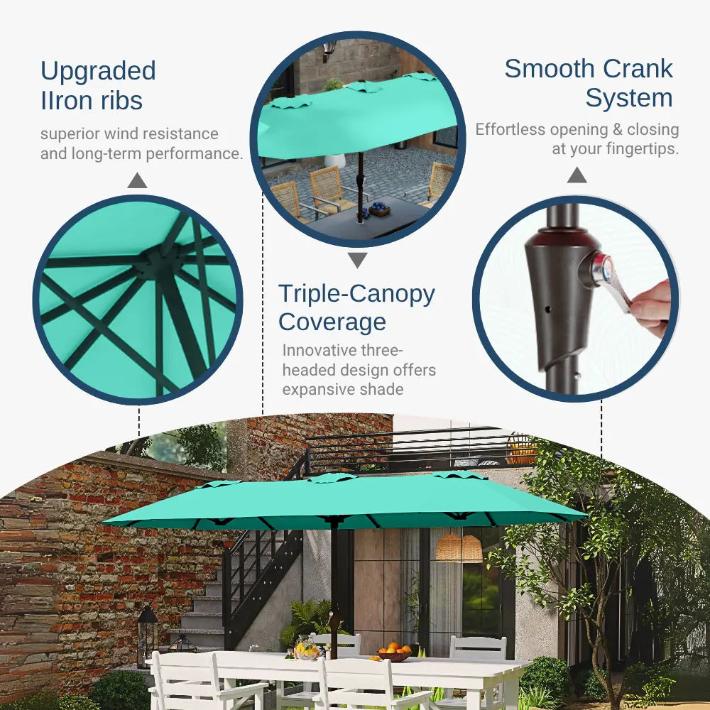 patio kingdom double sided iron patio umbrella