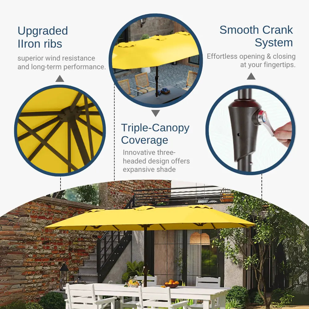 patio kingdom double sided iron patio umbrella