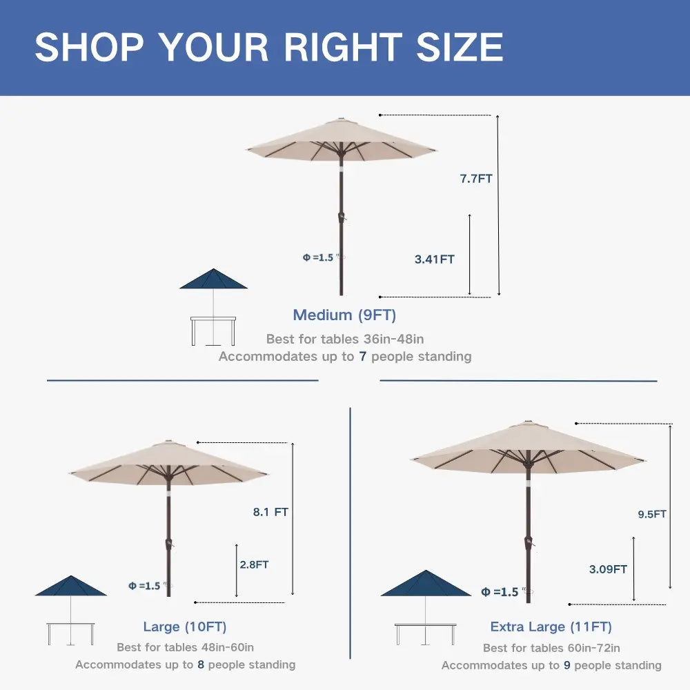 Fiberglass Patio Umbrella - Push Button Tilt