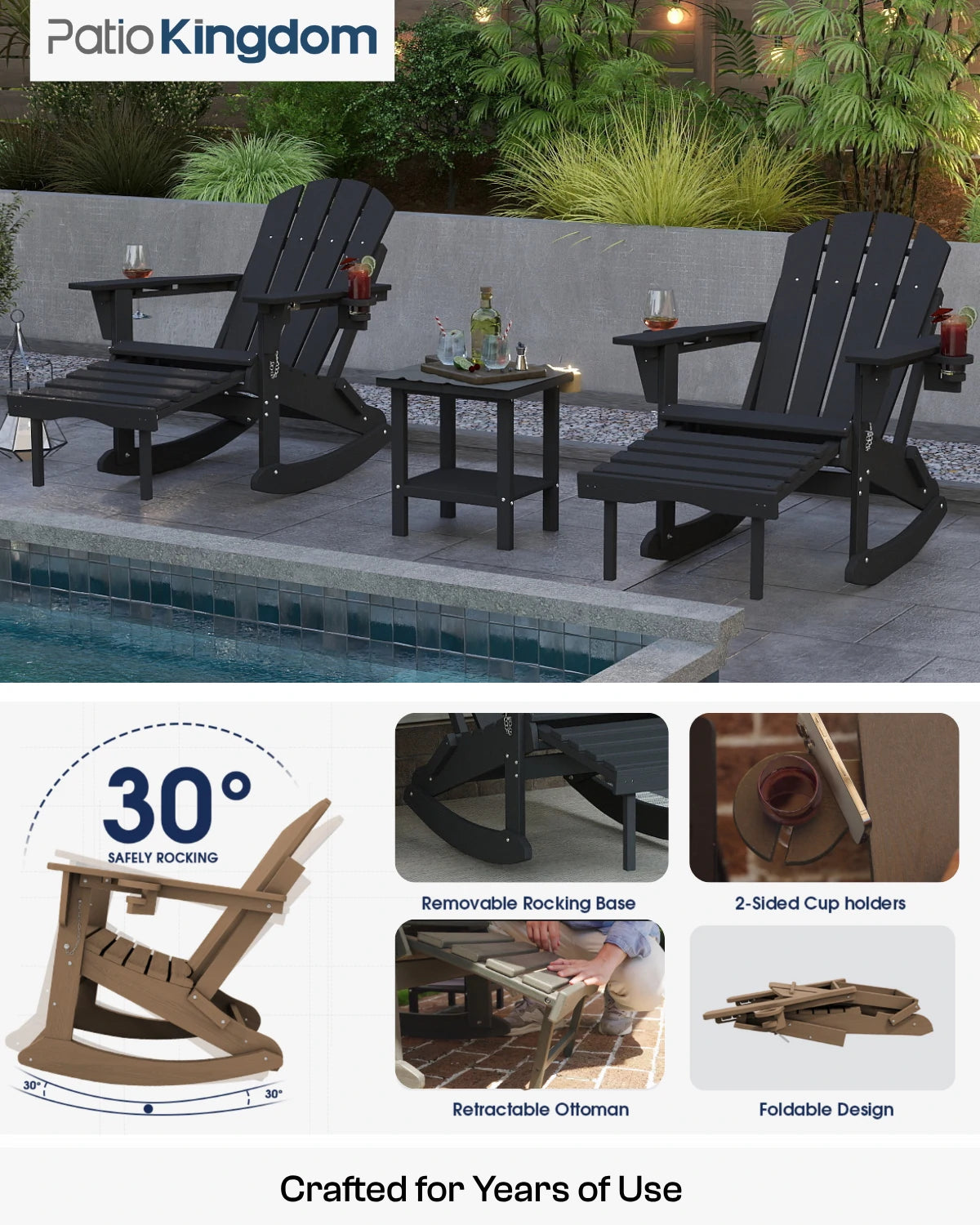 Multifunctional Adirondack Rocking Chair