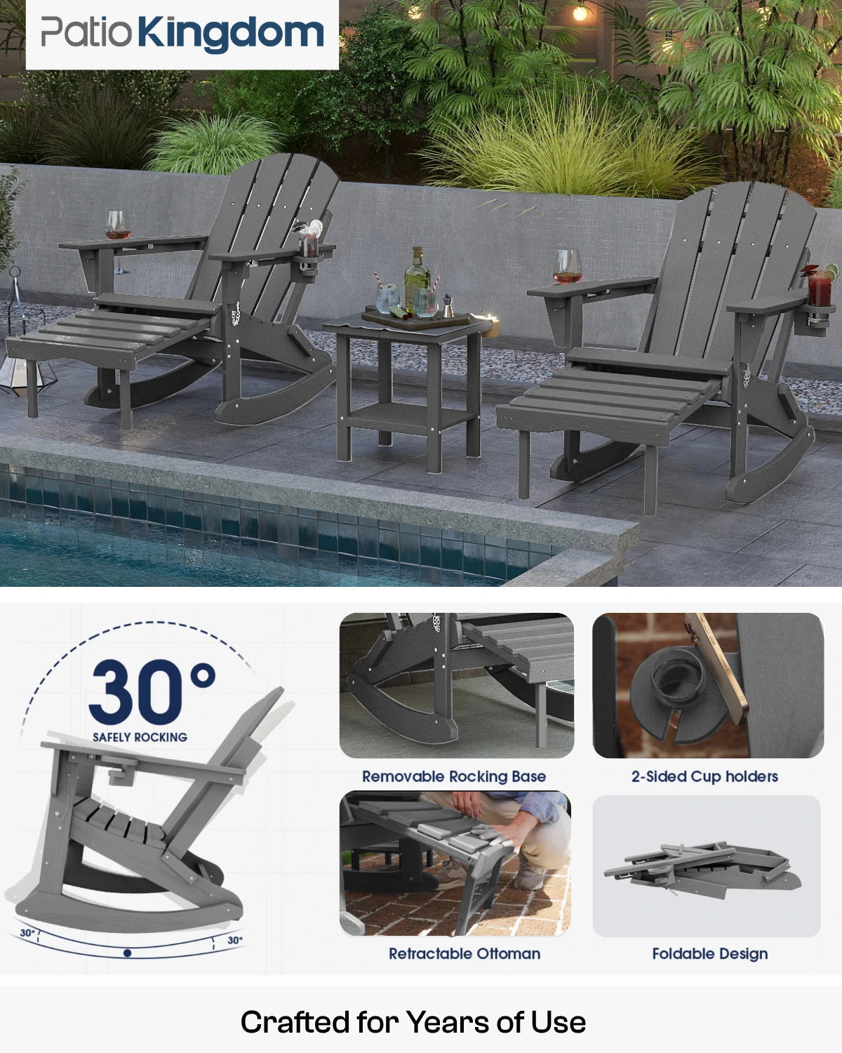 Multifunctional Adirondack Rocking Chair