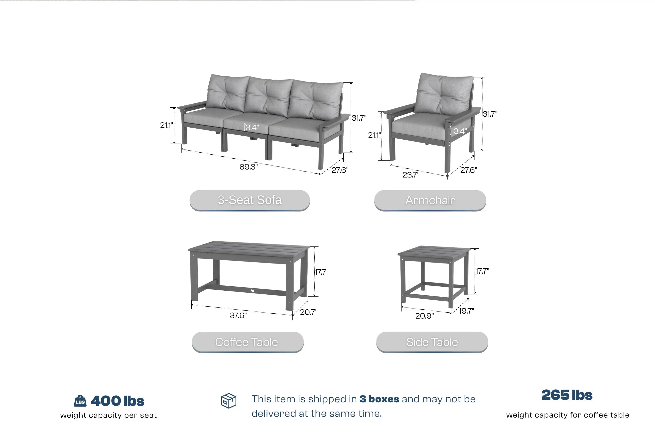 HDPE Sectional Patio Couch Set