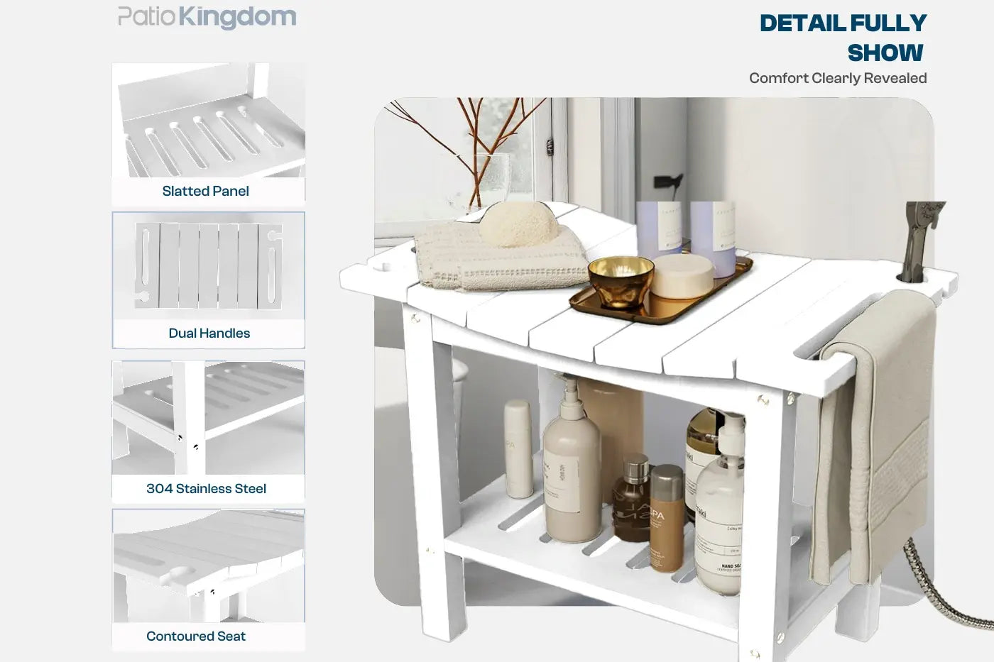 patio kingdom shower bench
