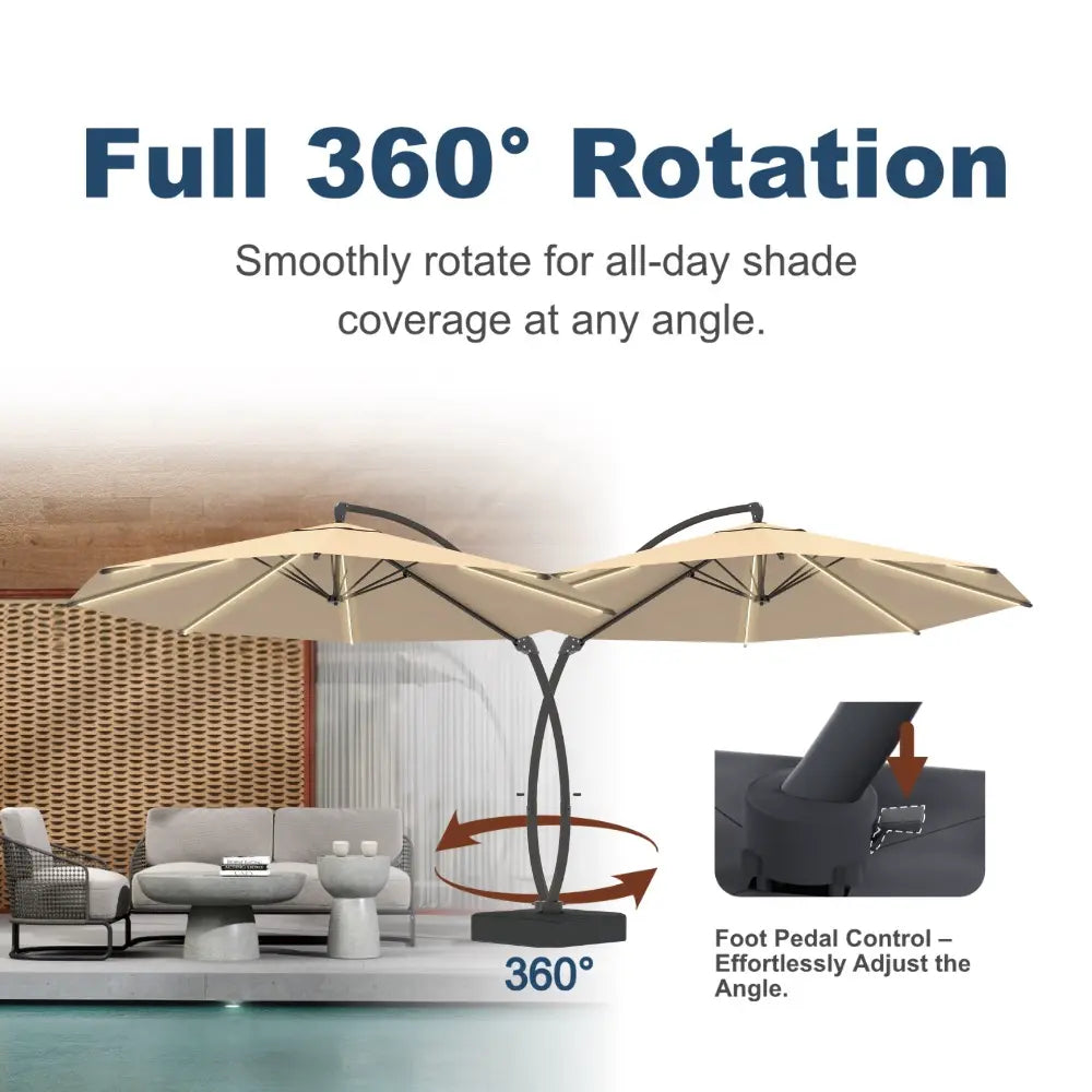 patioking lighted cantilever umbrella with base