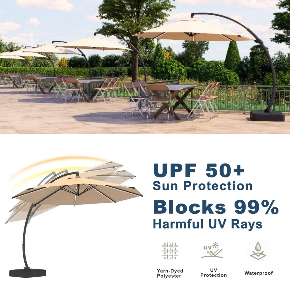patioking lighted cantilever umbrella with base