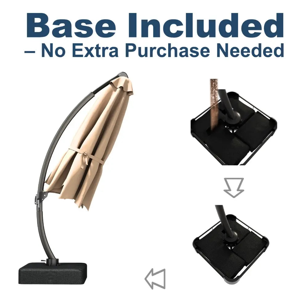 patioking lighted cantilever umbrella with base