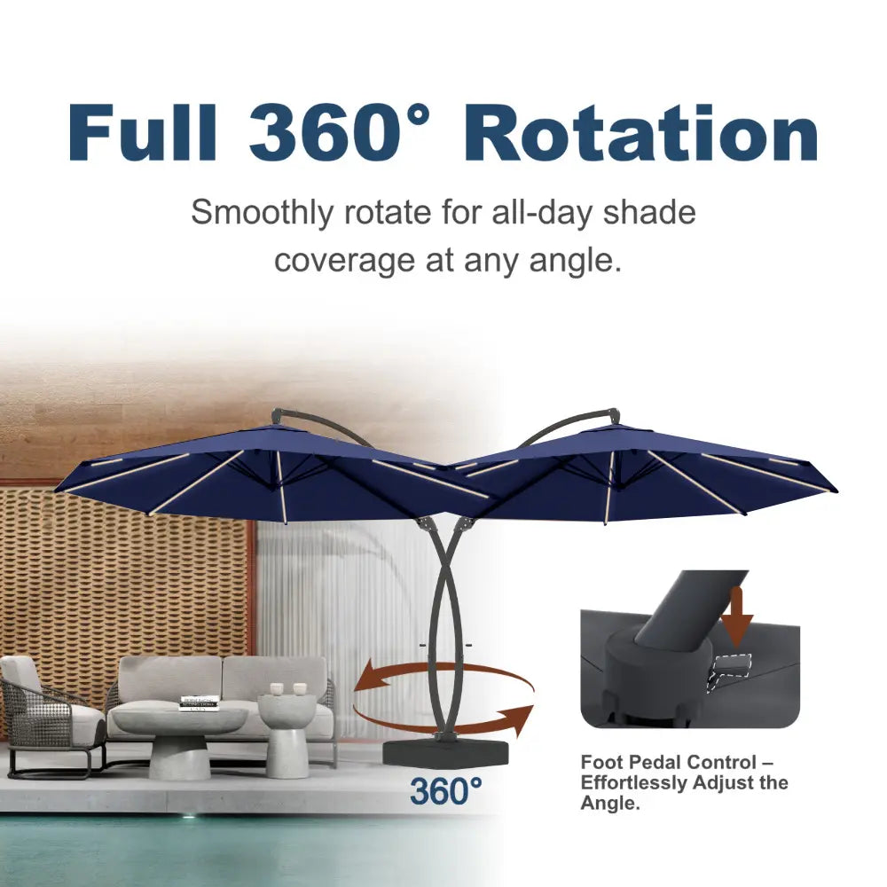 patioking lighted cantilever umbrella with base