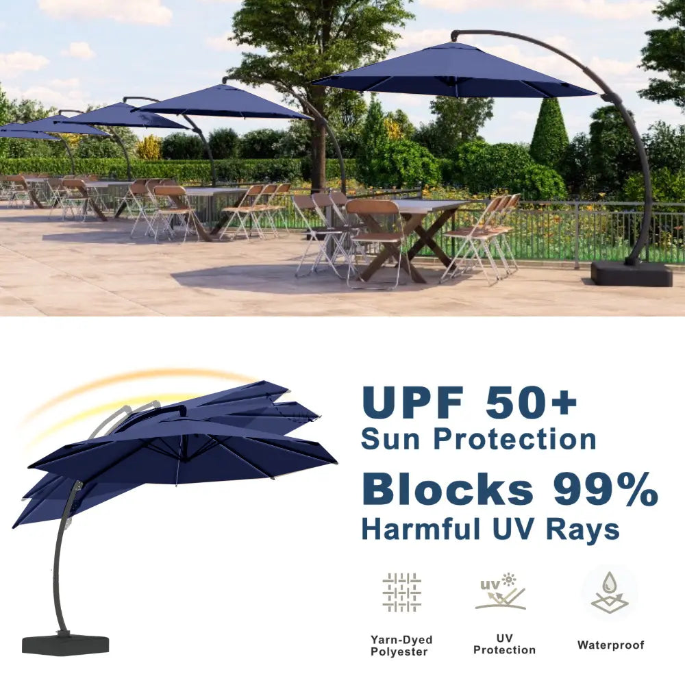 patioking lighted cantilever umbrella with base