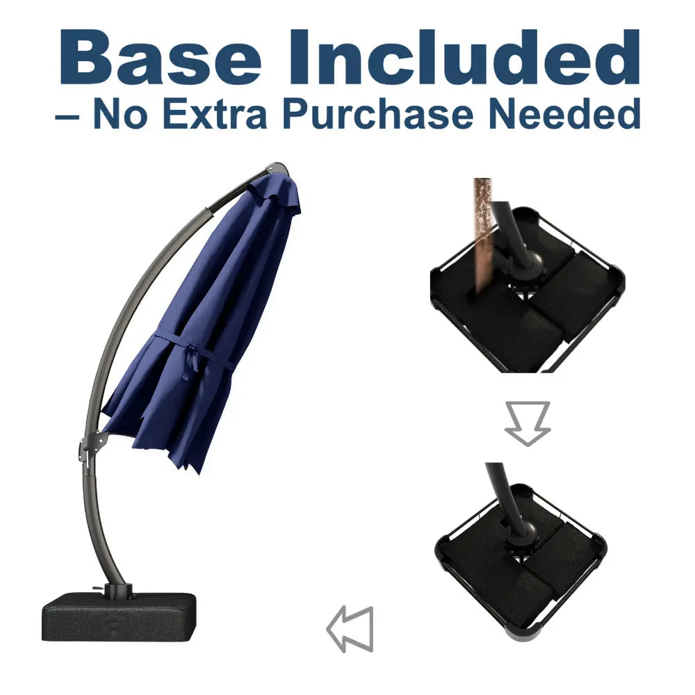 patioking lighted cantilever umbrella with base