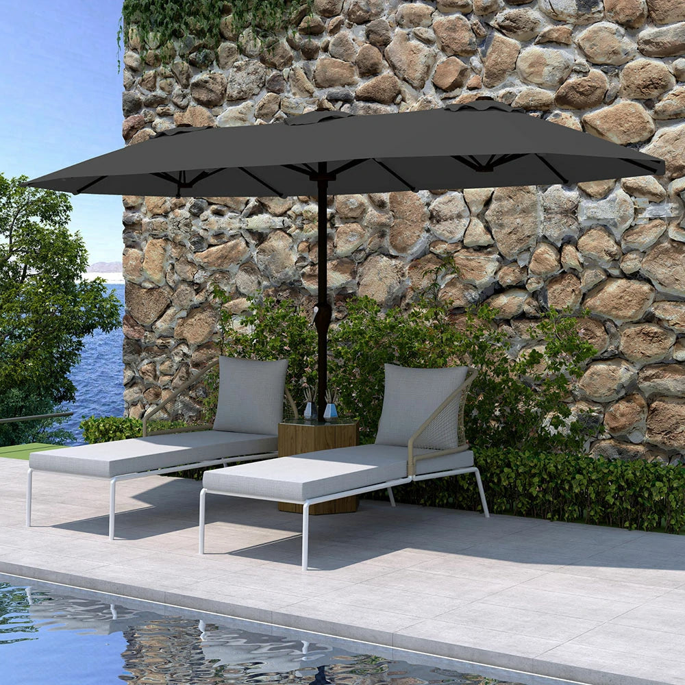 patio kingdom double sided iron patio umbrella